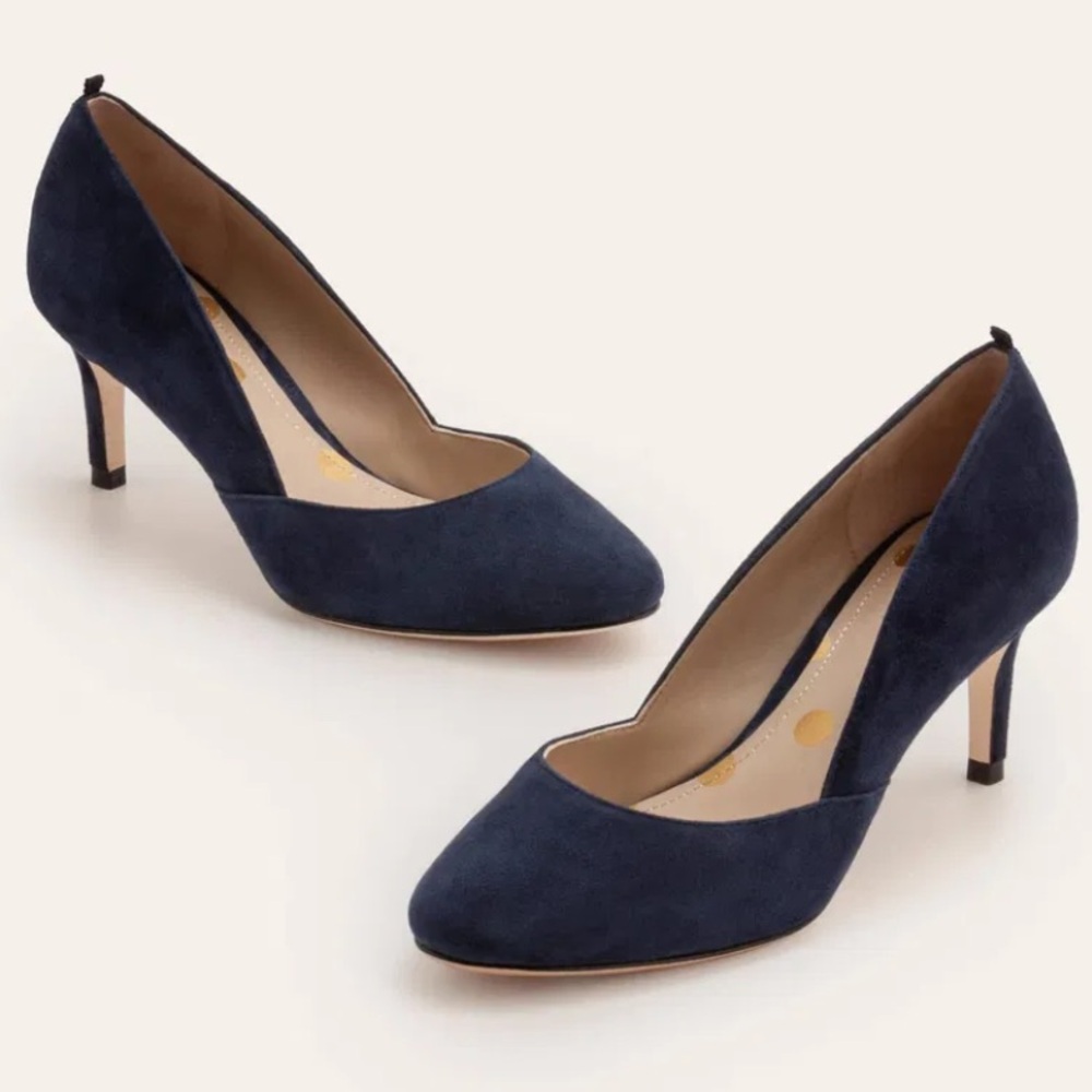 Boden Navy Blue Edie Mid Heels Size 38.5 / US 7.5